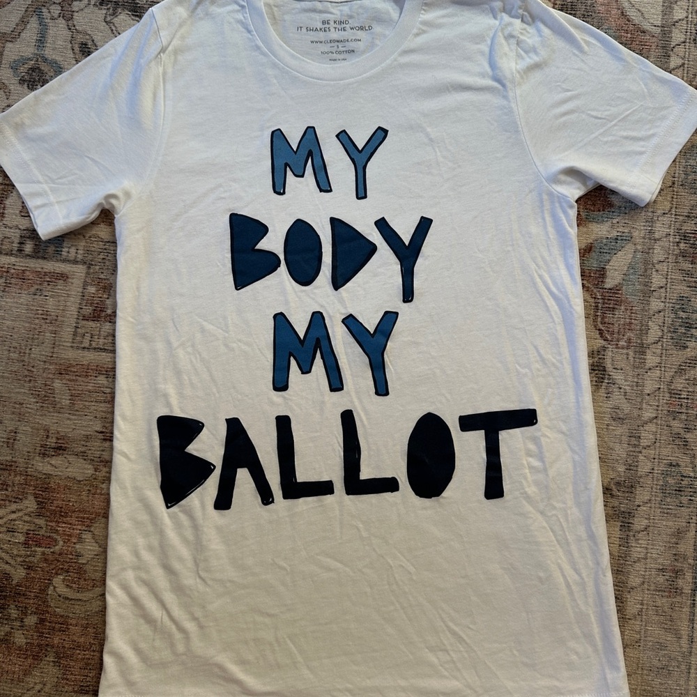 White and Blue Short Sleeve Graphic Tee